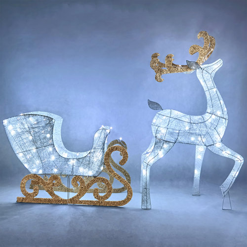 Joiedomi 2 Piece Reindeer and Sleigh Lighted Display Set & Reviews Wayfair Canada
